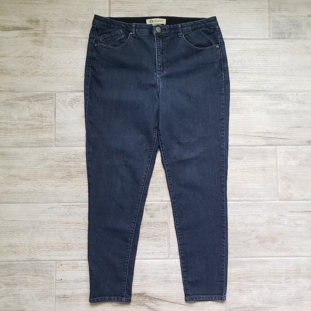 Democracy Jeans Women's Skinny Dark Wash Tapered Ankle Ab Solutions Band‎ 12